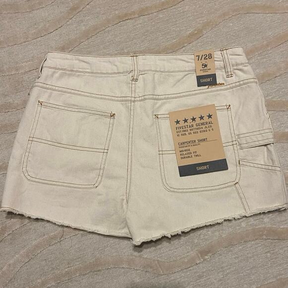 Fivestar General Carpenter Short 7/28 Relaxed Fit White 2.5 inseam Midrise Twill - Picture 3 of 6